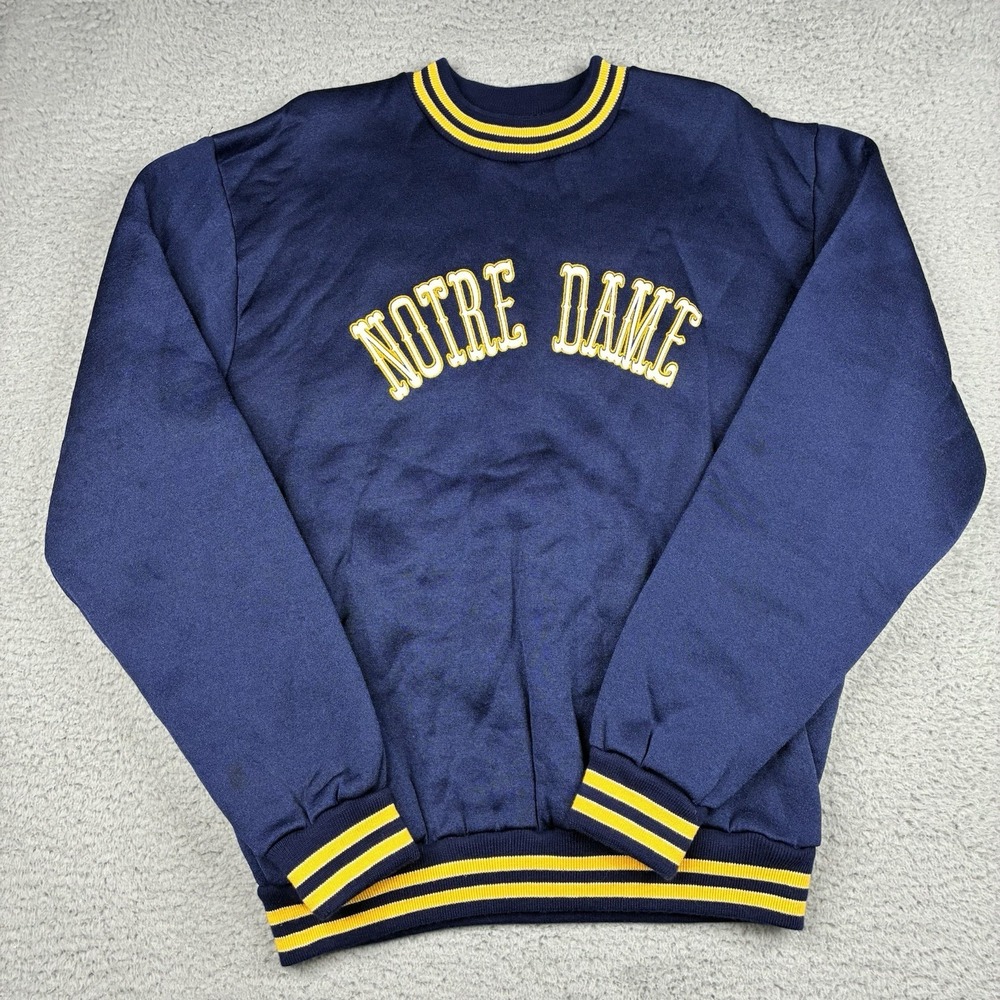 Vintage Notre Dame Nylon Crewneck Sweatshirt Mens Large Blue 70s 80s USA